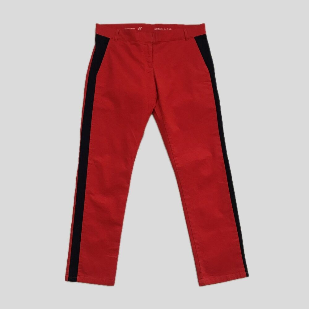 GAP Red Cotton Skinny Mini Chinos Striped Casual Pants Womens Size 8